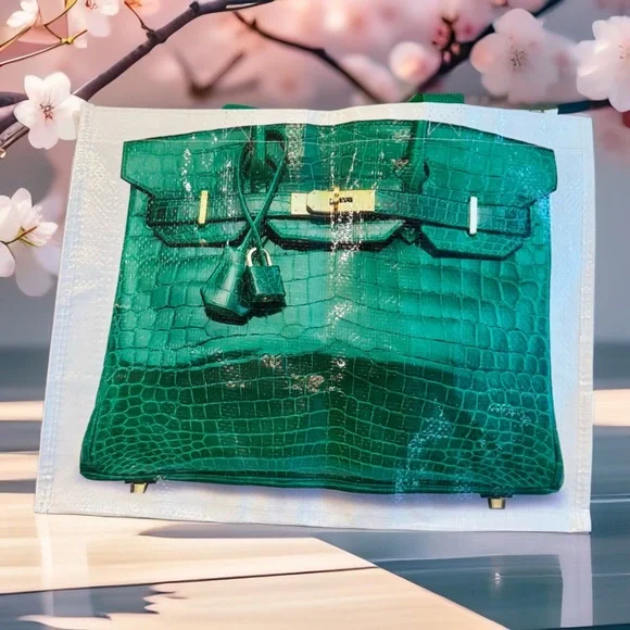 Green -🚨 Instagram craze Tote- Art PrintTote Illustrated Top-Handle Graphic - Picture 2 of 16